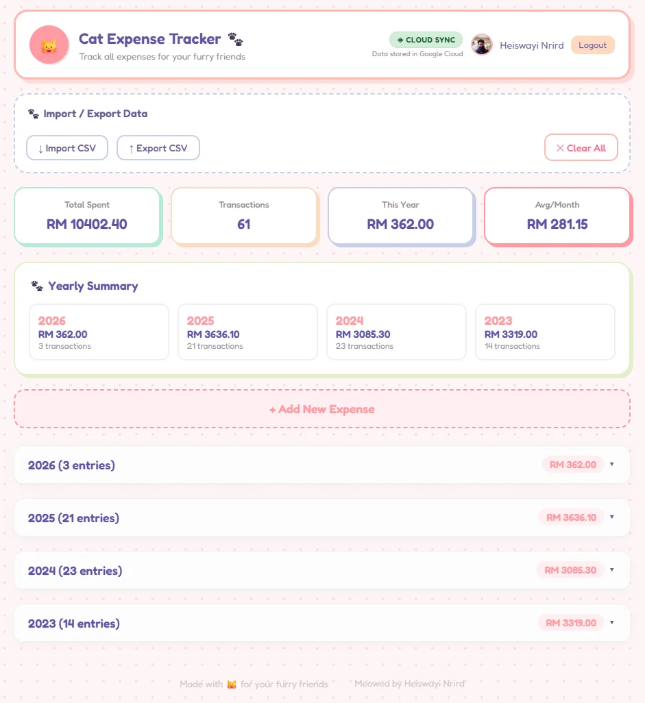 Cat Expense Tracker